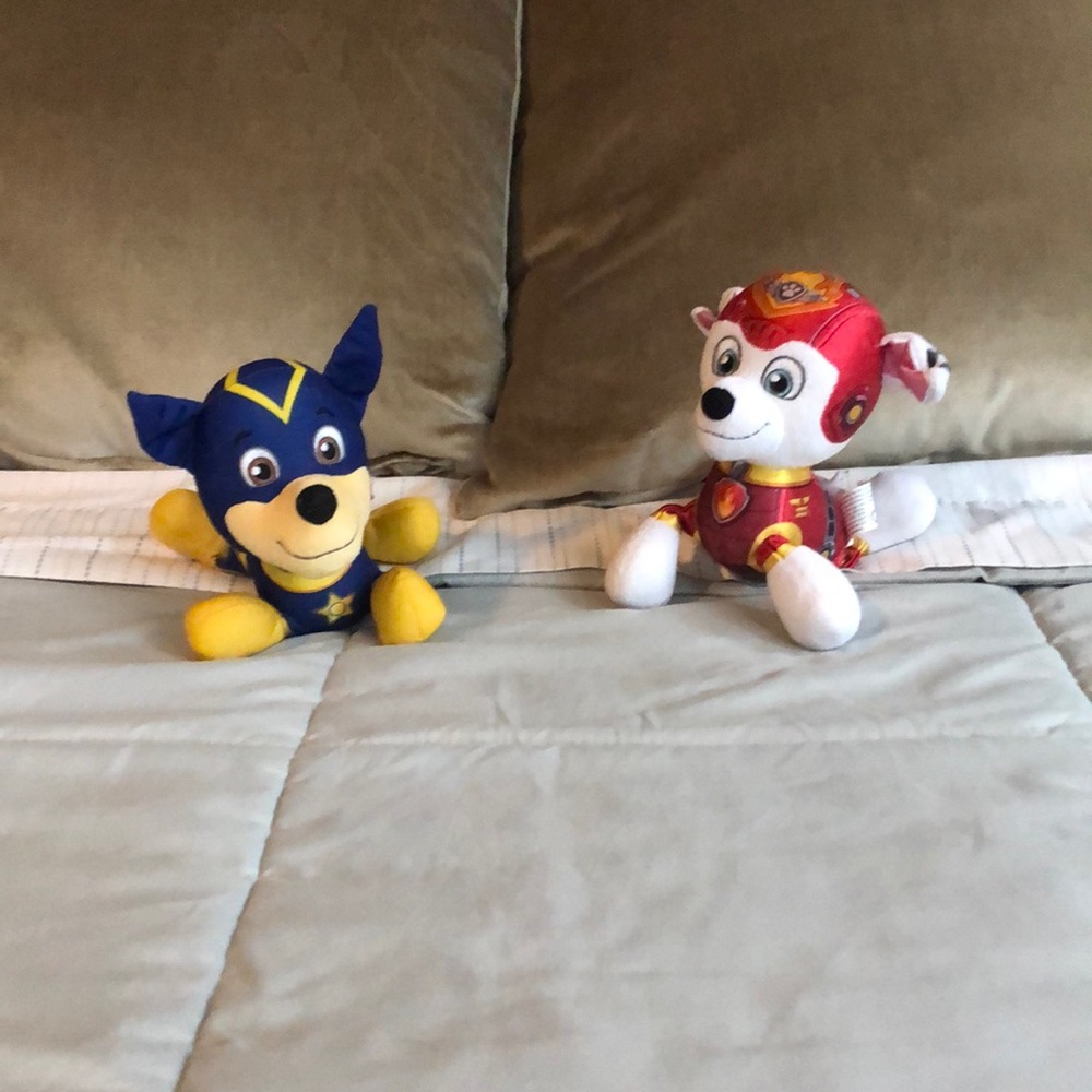 Paw Patrol stuffed animals: Marshall and Chase